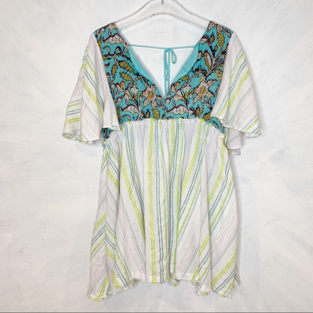Free People Being Me Tunic Striped Boho Floral - Picture 1 of 8